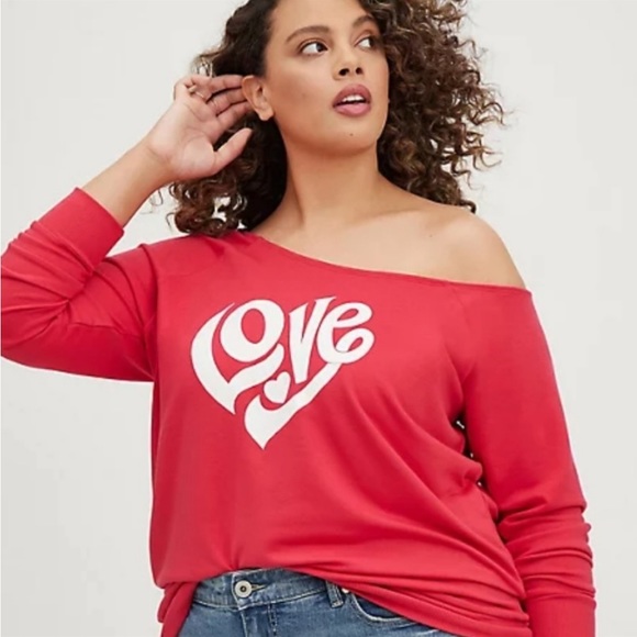 torrid Tops - Torrid Love Off the shoulder light weight sweatshirt size 00 (medium/large)